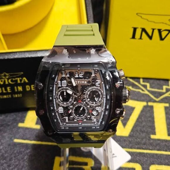 Activa x Invicta ACW2305-011 Men’s Chronograph Watch Black/Army Green - Picture 1 of 6